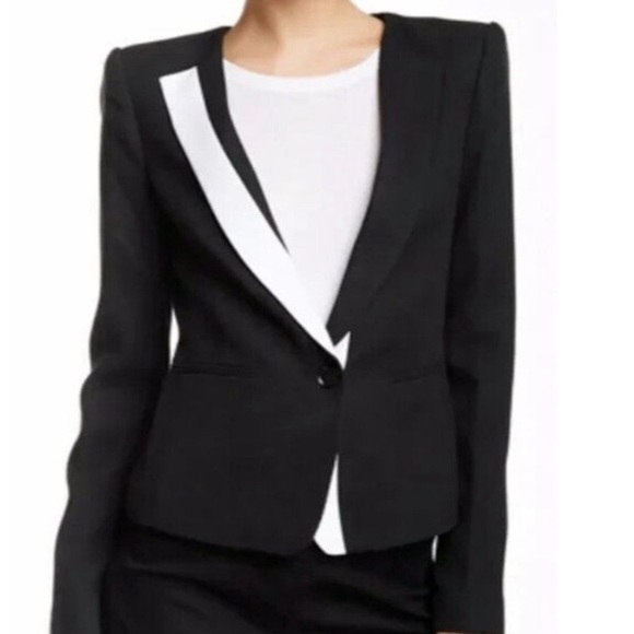 BCBGMaxAzria "Marcelle" Black & White Colorblock Jacket, Size Large NWT! $298 - Picture 2 of 4